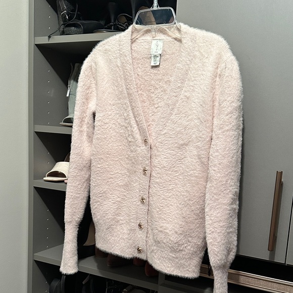 Fuzzy Pink Cardigan Sweater - Picture 2 of 5
